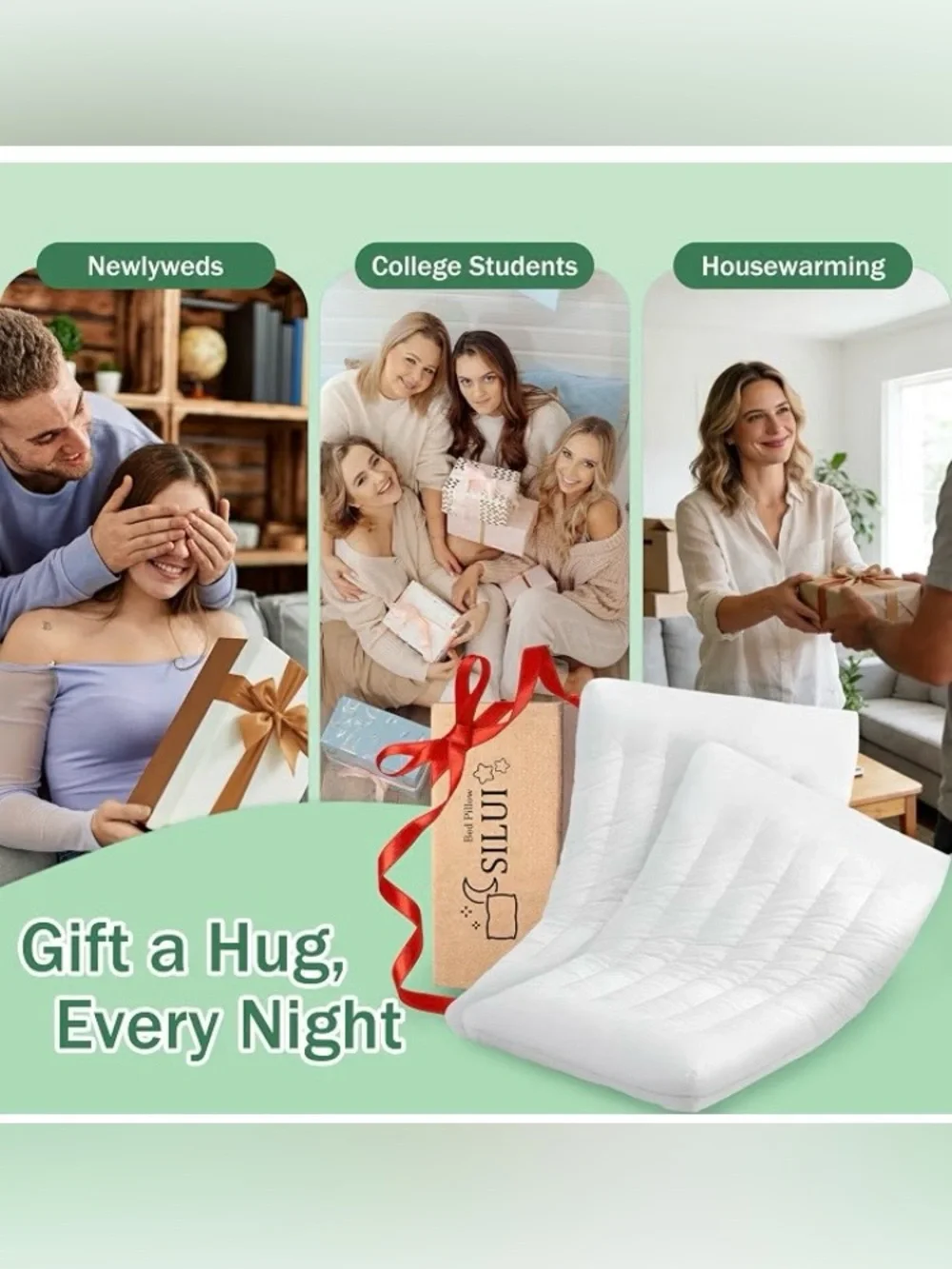 SILUI Ultra Thin Flat Pillows for Sleeping 2 Inch Height - Standard Size, 20x26”